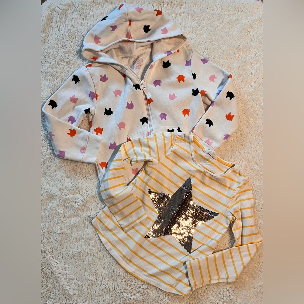 Cat & Jack Patterned Hoodie, H&M Striped Star Top